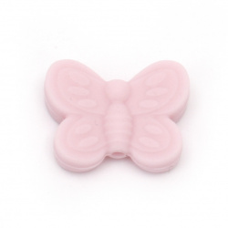 Silicone butterfly bead for handmade accessories 20x25x6 mm hole 2.5 mm pink - 2 pieces