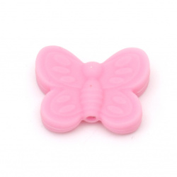 Silicone butterfly bead 20x25x6 mm hole 2.5 mm color dark pink - 2 pieces