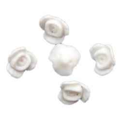 Χάντρα οπακ πλαστική   τριαντάφυλλο ματ 15x8 mm τρύπα 1,5 mm λευκό - 50 γραμμάρια ~ 65 τεμάχια