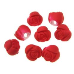 Χάντρα τριαντάφυλλο παστέλ 10x9,5 mm τρύπα 2 mm κόκκινο -20 γραμμάρια ± 35 τεμάχια