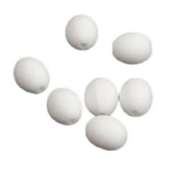 Matte Oval Plastic Bead, 10x8 mm, Hole: 1.5 mm, White - 20 grams ~ 60 pieces