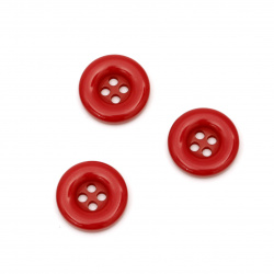 Plastic round button for sewing, scrapbooking, DIY home decoration accessories 18x4 mm hole 2 mm red - 5 pieces
