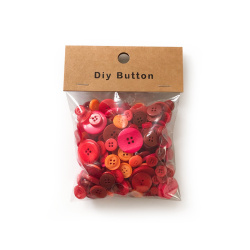 Plastic Buttons for Decoration / 9-35 mm / Red Range - 150 grams
