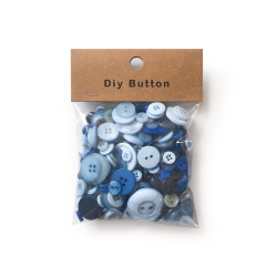 Plastic Buttons for Decoration / 9-35 mm / Blue Range - 150 grams