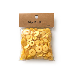 Plastic Buttons for Decoration / 9-35 mm / Yellow Range - 150 grams