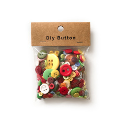 Plastic Buttons for Decoration / 9-35 mm / MIX - 150 grams