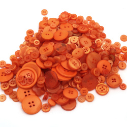 Plastic Buttons for Decoration / 9-30 mm / Orange Range - 300 grams