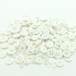 Plastic Buttons for Decoration / 9-30 mm / White Range - 300 grams