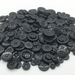 Копче пластмаса за декорация 9-30 мм черно -300 грама
