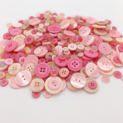 Plastic Buttons for Decoration / 9-30 mm / Pink Range - 300 grams
