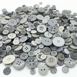 Plastic Buttons for Decoration / 9-30 mm / Gray Range - 300 grams