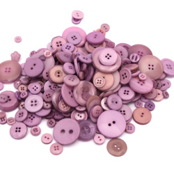 Plastic Buttons for Decoration / 9-30 mm / Purple Range - 300 grams