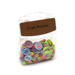 Vibrant Plastic Buttons 9–30 mm – MIX Colors, 175 g Set for Fun Sewing, Scrapbooking & Creative DIY Decorations