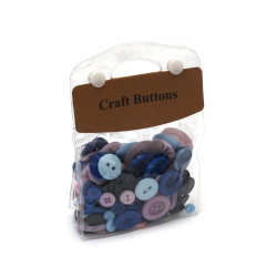 Charming Plastic Buttons 9–30 mm – Pink & Blue Shades, 175 g Set for Sewing, Crafting & Creative Decorative Projects
