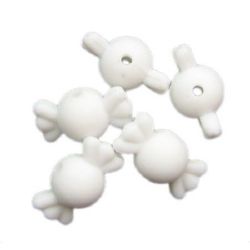 Candy plastic bead  21x12 mm white - 50 grams ~ 37 pieces