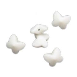 Matte, plastic Butterfly  12x11x7 mm hole 1.5 mm white - 50 grams