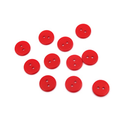 Round Plastic Button / 10x2 mm,  Holes: 1 mm / Red - 20 pieces