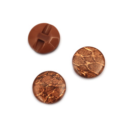Round Plastic Button / 18x5 mm,  Hole: 1 mm / Brown - 10 pieces
