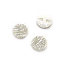 Πλαστικό κουμπί 18x5 mm τρύπα 1 mm λευκό, ασημί - 10 τεμάχια