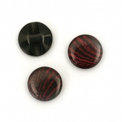 Plastic Patterned Button, 15x5 mm, Hole: 1 mm, Black with  Cyclamen -10 pieces