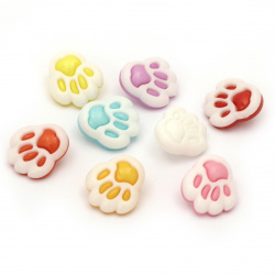 Cute Plastic Paw Button for Kids CRAFT, 19x17x4 mm, Hole: 4 mm, MIX -10 pieces