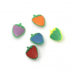 Plastic strawberry button for sewing 13x18x7.5 mm hole 3 mm mix - 10 pieces