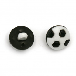 Κουμπί πλαστικό μπάλα ποδοσφαίρου 13x4 mm τρύπα 4 mm χρώμα ασπρόμαύρο -20 τεμάχια
