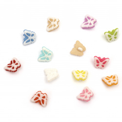 Plastic butterfly button for sewing 12x15x4 mm hole 3 mm color mix - 20 pieces