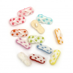 Plastic slipper button for sewing 21x10x5 mm hole 3 mm color mix - 20 pieces
