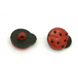 Plastic ladybug button 15x13x4 mm hole 4 mm red and black -20 pieces