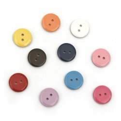 Plastic round button for sewing, scrapbooking, DIY home decoration accessories15x3 mm hole 2 mm mix - 10 pieces