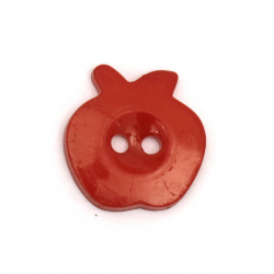Plastic apple button for sewing, scrapbooking, DIY home decoration accessories 14x13x2 mm hole 2 mm color red - 20 pieces