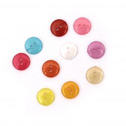 Colorful Round Plastic Button, 13x2 mm, Hole: 1 mm, MIX -50 pieces