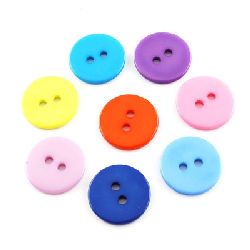 Plastic round button for sewing, scrapbooking, DIY home decoration accessories 15x2 mm hole 2 mm mix - 20 pieces