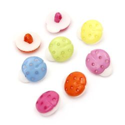 Cute Plastic Ladybug Button for Kids CRAFT, 15x13x4 mm, Hole: 4 mm, MIX -20 pieces