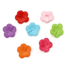 Plastic dyed flower button for sewing 24x23x10.5 mm hole 2 mm mix - 20 pieces