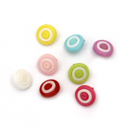 Plastic circle button for sewing 14x4 mm hole 4 mm mix - 20 pieces