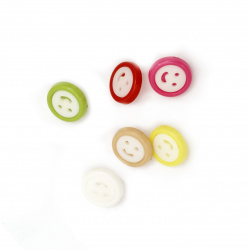 Plastic circle button for sewing 14x14x4 mm hole 4 mm mix - 20 pieces