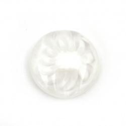 Plastic flower button  for sewing, scrapbooking, DIY home decoration accessories 14x4 mm hole 1 mm white - 20 pieces