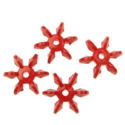 Λουλούδι οπακ πλαστική χάντρα19x17x7x mm τρύπα2,5 mm κόκκινο -50 γραμμάρια ~ 80 τεμάχια