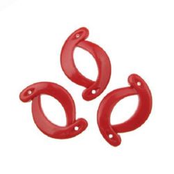 Bead tight oval 29x45.5x7 mm hole 2 mm red -5 pieces ~ 21 grams