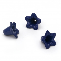 Opaque Plastic Bell-flower Bead, 18x18x12 mm, Hole: 2 mm, Dark Blue -20 grams ~ 31 pieces
