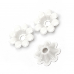 Λουλούδι οπακ πλαστική χάντρα 23x6 mm τρύπα 5 mm λευκό -50 γραμμάρια ~ 75 τεμάχια