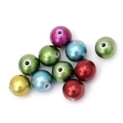 Bead solid ball 12 mm hole 2 mm shiny mix -20 grams ~ 20 pieces
