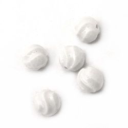 Bead solid ball twisted 12 mm hole 2 mm white -50 grams ~ 62 pieces