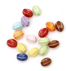 Oval opaque bead 10x7 mm hole 1.5 mm embossed mix - 50 grams ~ 200 pieces