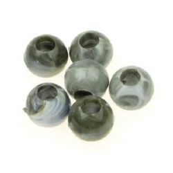 Acrylic Beads ball dense 10 mm hole 5 mm melange gray -50 grams