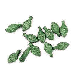 Pandantiv solida  frunze 10x5 mm gaură 1 mm culoare verde -20 grame ~ 270 bucăți