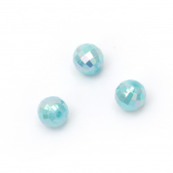 Faceted Bead solid ball 8 mm hole 2 mm  rainbow color blue -20 grams ~ 80 pieces