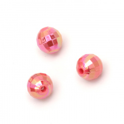 Margele solidă bila 8 mm gaură 2 mm fațetată culoare curcubeu roz închis -20 grame ~ 80 bucăți